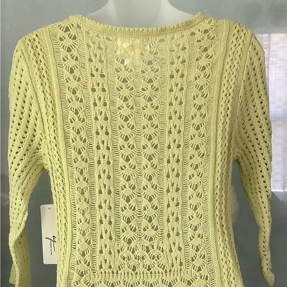 ANDREA JOVINE OPEN KNIT CROCHET SWEATER TOP - Picture 6 of 9